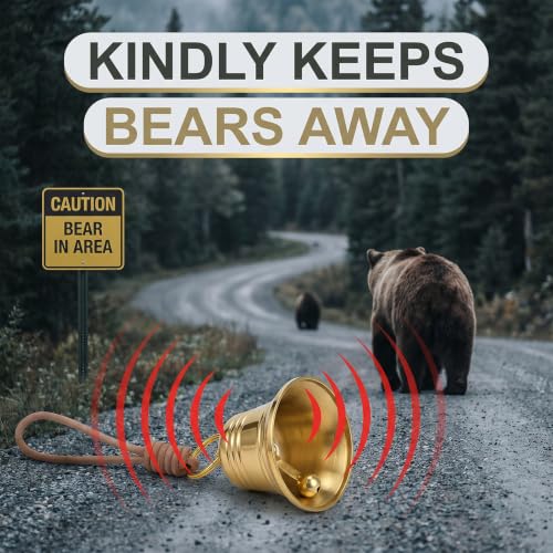 Bear Bell Set with Emergency Whistle, Solid Brass Hiking Bell Gear