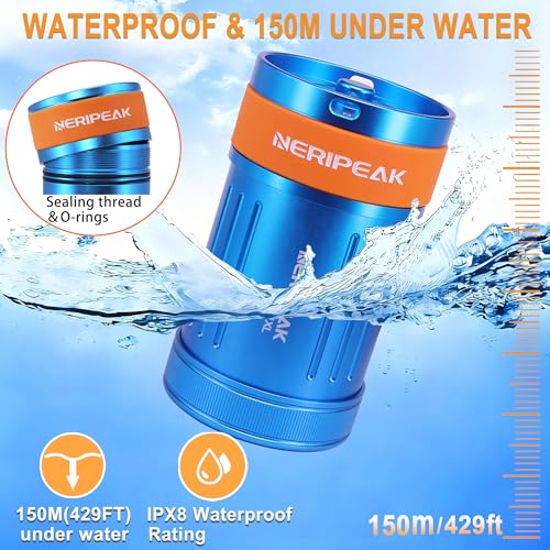 Neripeak-XL Waterproof PLB Container Car Key Case 429 FT IPX8 Rugged Aluminum Personal Locator Beacon Credit Card Wallet Capsule for Scuba Diving & Watersports, Buoyant Dry Box - color: Blue