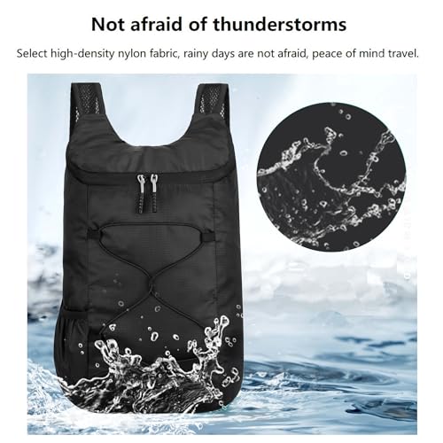 levayhill 16L Foldable Hiking Backpack,Small Packable Daypack,Black | Lightweight ,Outdoor Collapsible Rucksack,Ultralight Folding Back Pack, Water Repellent, Men Women Travel Gym, Easy Carry-on - color: Black