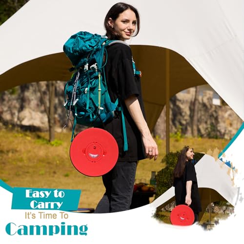 Collapsible Stool with Cushion,1000 lbs Capacity,19.7-in Adjustable Height | Wider & Taller Heavy Duty Portable Telescoping Folding Seat Chair for Adults Camping,Fishing,Travel,Queue Wait,Stadium View - color: Red