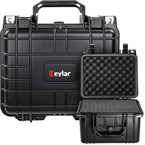 Eylar Small 10.62" Deep Gear, Equipment, Hard Camera Case Waterproof with Foam (Black) TSA Standards - color: Black