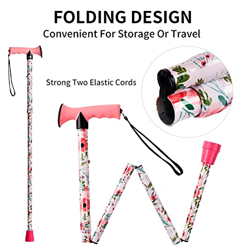 Walking Cane for Men and Women, Foldable - color: Pink Floral
