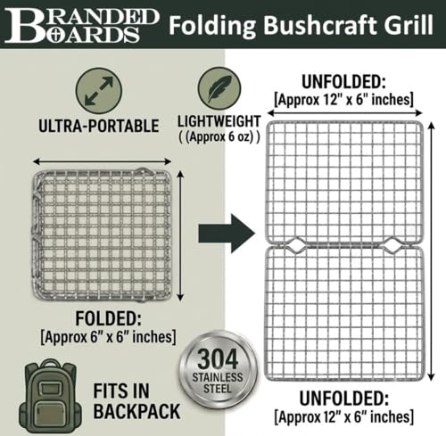 Portable Bushcraft Stainless BBQ Folding Cooking Grill Grate & Burlap Hemp Drawstring Bag. Camping, Campfires, Backpacking, Hunting & Fishing. (Folding Grill & Bag ONLY) - size: Folding Grill & Bag