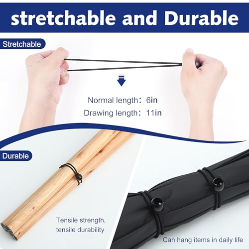 60 Pcs Bungee Cords with Balls, tarp tie Downs, 6 Inch Bungee Balls, Stretchable and Durable Bungee Cords Heavy Duty Outdoor, Tarp Straps for Camping, Tents, Cargo (Black)