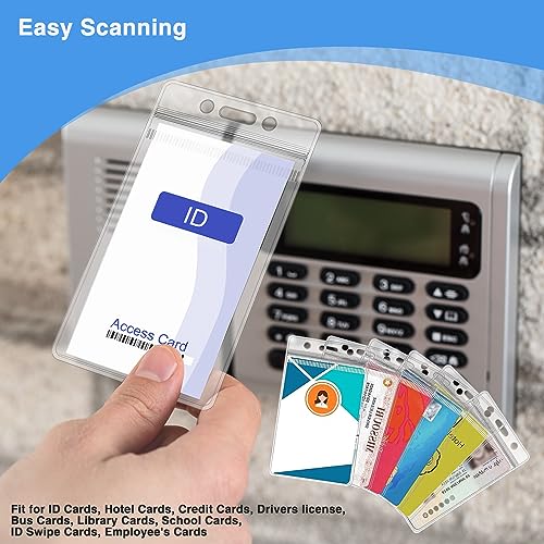 10 Pack Card Holder Vertical Clear Plastic Waterproof Name Tag Holder Fit Ship Cards, Social Security Card and Gift Card, Name Tag Holder for Nurse, Teacher and Student