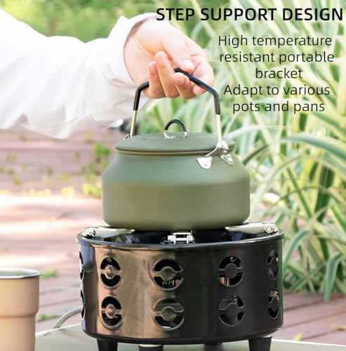 3 in 1 Portable Windproof Camping Stove Gas Cooking Burner, 21000W Propane Burners with Piezo Ignition and Carrying Bag for Outdoor Backpacking Picnic Hiking