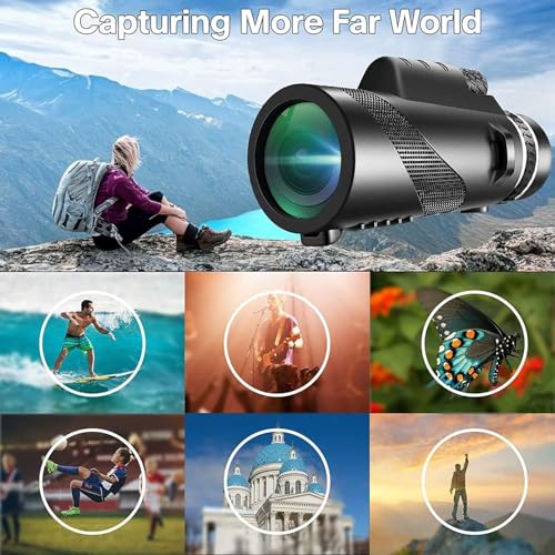 Monocular-Telescope 80x100 High Powered Monoculars High Definition for Adults High Powered with Smartphone Adapter Telescope Wildlife Bird Watching Travel Camping Hiking-Black - color: Green