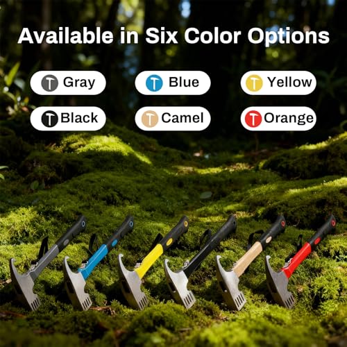 Camping Hammer with Tent Stake Remover, 12" Heavy Duty Steel Tent Mallet Rubber Covered Anti-Slip Handle & Holding Strap Multi-Functional for Camping, Backpacking, Hard Places (Black) - color: Black