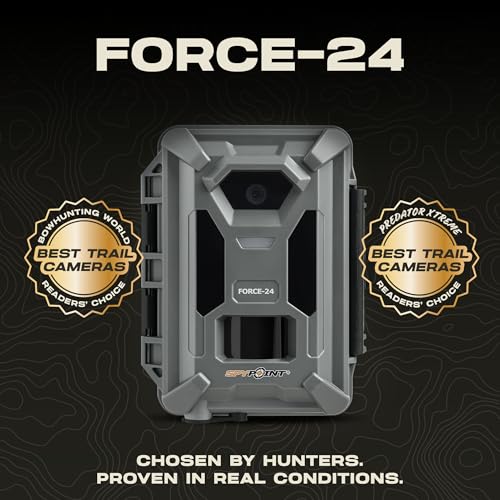 SPYPOINT FORCE-24 Non-Cellular Trail Camera, 2K Video, 24MP Photos, Low-Glow LEDs, Night Vision Game Camera, 70ft Motion Detection, Affordable Trail Cam, Must-Have Hunting Equipment | 70ft Motion Detection, Night Vision Game, 2K Video, 24MP Photos, Low-Gl