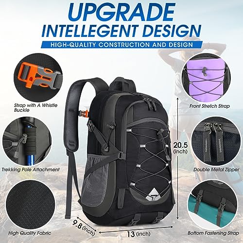 IGOLUMON Hiking Backpack 40L Packable Lightweight Camping Daypack Men Women | Multi-compartment storage Water-resistant Foldable Nylon Material Hiking Day pack for Camping Cycling Outdoor - color: Black