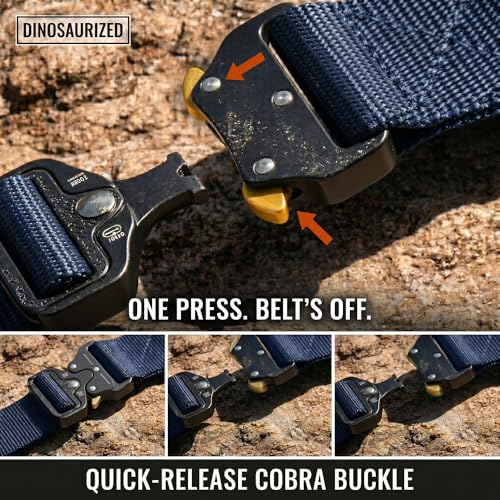 Warsong Tactical Belt, Nylon Web Belt, Quick-Release Metal Buckle - color: Blue, size: Length size: 46" - 50"