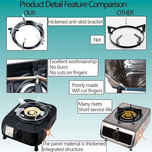 Horynar Single Burner Propane Stove Auto Ignition with CSA LPG Hose | 13000 BTU Unique Body Integrated Design Propane Gas Stove Single Propane Burner for Emergency,Outdoor