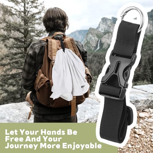 3PCS Luggage Straps, Backpack Accessories,Adjustable Suitcase Belt, Heavy Duty Travel Carry Strap with Ring Hooks,Backpack Straps, Make Your Hands Free,Easy to Carry Your Extra Bags (Black)