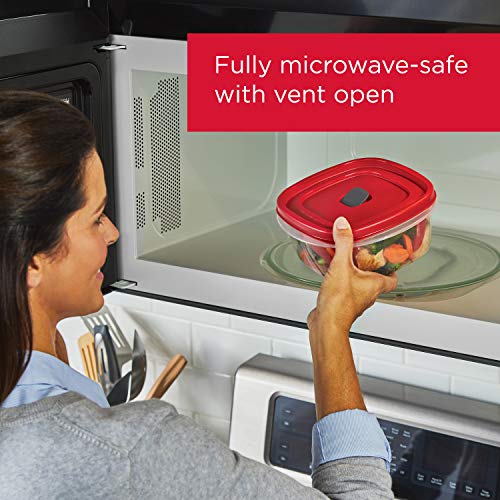 Rubbermaid 16-Piece BPA-Free Plastic Food Storage Set, Red Vented Lids - Microwave, Dishwasher Safe: Perfect for Meal Prep, Leftovers, and Kitchen Organization - size: 16-Piece