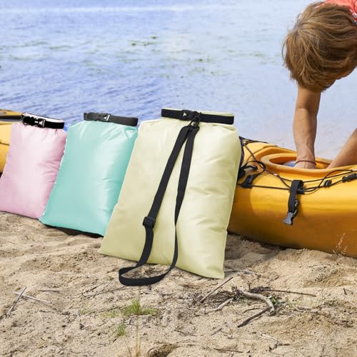 Shappy 6/12 Pcs Waterproof Dry Bags, Lightweight Outdoor Waterproof Dry Stuff Sacks 15/8/5/4/3/2 L and Long Adjustable Shoulder Strap for Kayaking Rafting Boating Hiking Camping - color: Pastel