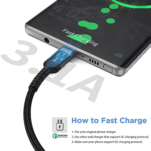 6 inch USB-C Charging Cable Short, 3 Pack Braided USB A to USB C Cord Fast Charging Type C Cable for Charging Station, Compatible with Samsung Galaxy S22 Ultra Note 20 A21 LG V30 V40 Pixel 6 - size: 6 Inches