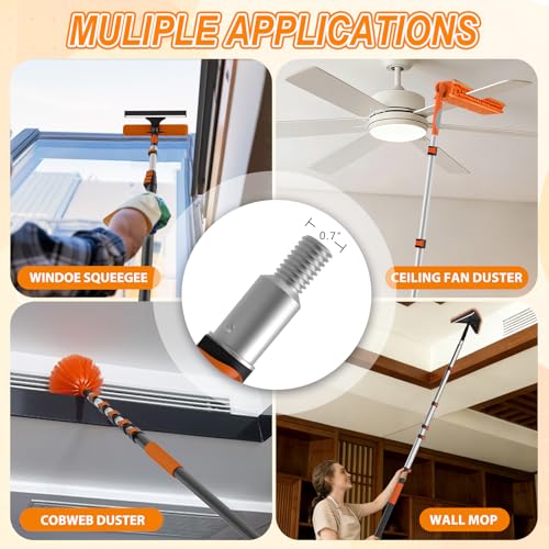 SISUPASSIE Telescoping Extension Pole, Reach to 30FT Telescoping Pole Multi-Purpose 5-24FT Lightweight, Sturdy with Universal Twist-on Metal Tip Extendable for Dusting Painting Window Cleaning - size: 24FT