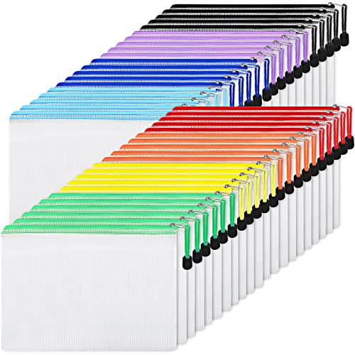 EOOUT 56pcs Mesh Zipper Pouch Zipper Bag, Durable Pouches for Organization Puzzle Storage, Letter Size, A4 Size, for Office Supplies - style: 56pcs