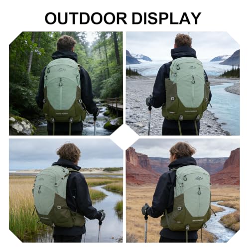 IX INOXTO Hiking Backpack, Camping Backpack, 30L Waterproof Hiking Daypack with 3L Water Bladder and Rain Cover (Green) - color: Green