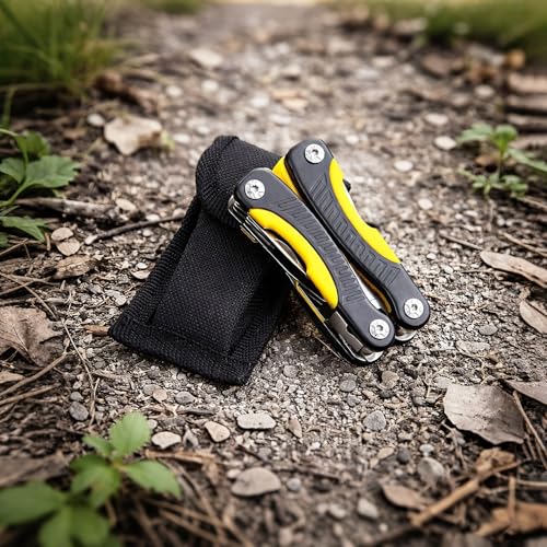 Compact 11-in-1 Mini Pocket Multitool Knife – Small Folding Pliers Tool with Blade, Screwdrivers & Nylon Sheath for EDC, Camping, Hiking