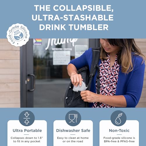 HYDAWAY Collapsible Insulated Tumbler 16oz, Reusable Coffee Cup with Straw - color: Cascadia