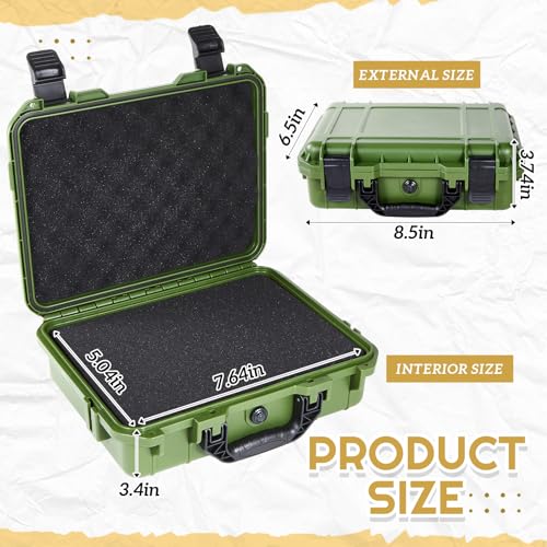 Relaxweex 1 Pcs Waterproof Hard Case with DIY Customizable Foam Insert Portable Protective Case with Knife for Camera Drones Equipments Tools Test Instruments(Green,8.5 x 6.5 x 3.7 Inch) - color: Green, size: 8.5 x 6.5 x 3.7 Inch