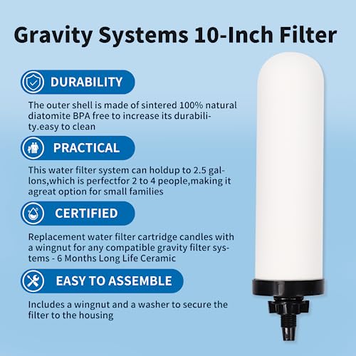 2 Pack 7'' ceramic water filter Candle with Activated Carbon - style: 7inch-2