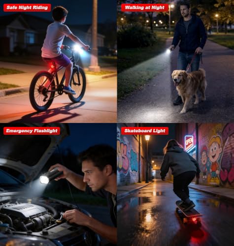 Ascher 1000 Lumens Super Bright Bike Lights for Night Riding, Type-C USB Rechargeable Bike Light Front and Back, 4 Light Modes, Waterproof Bicycle Headlight & Rear Taillight for Road Commuter Cycling