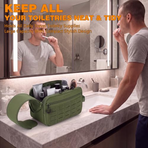 bvya Tactical Toiletry Bag Hygiene Bag Travel shower Bag EDC Utility Molle Tool Pouch Shaving Kit Bag for Men - color: Green