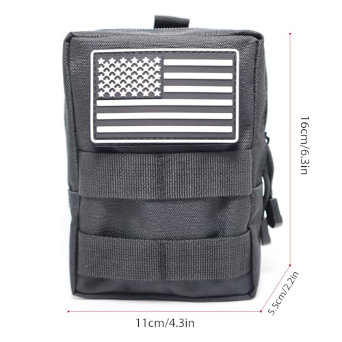 2 Pack Tactical Molle Pouches Small Molle Utility Pouch Small Tactical Accessory Bag Belt Pouches Vest Pouch Compact Water-Resistant EDC Pouch with Flag Patch - color: Army Green