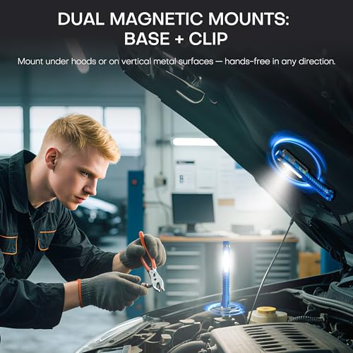 EDC Flashlight Rechargeable,800 Lumen Small Flashlight with Magnetic Clip & Base, 11 Modes LED Flashlight,Glass Breaker&Bottle Opener, USB-C Flashlight for Working,Home and Emergency - color: Blue