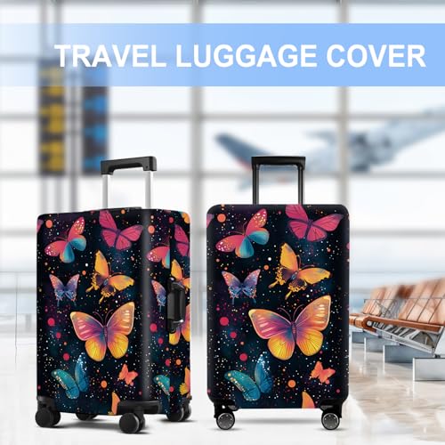 Butterfly Luggage Cover Washable Suitcase Cover Protector Fit 24-26 Inch Luggage Durable Travel Bag Cover with Zipper Closure M - color: butterfly-1, size: M(24-26inch suitcase)