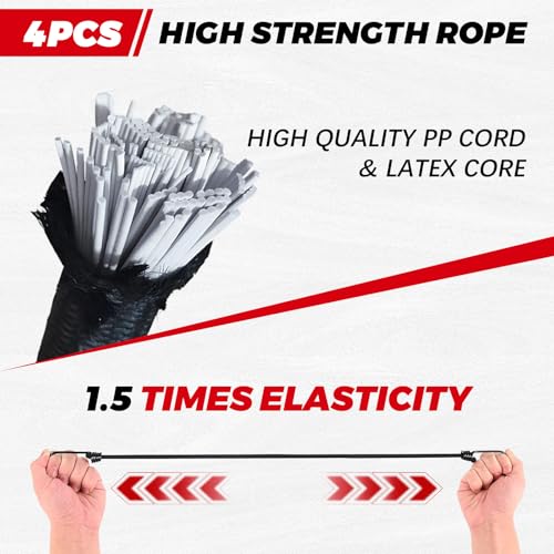 4Pcs Bungee Cords with Hooks, Heavy Duty Outdoor Elastic Bungee Straps (80Inch Long), 1/3Inch Thick, No Odour, Max Load 40kg for Camping, Luggage, Tents, Bikes - size: 80 in, style: Heavy Duty 8MM