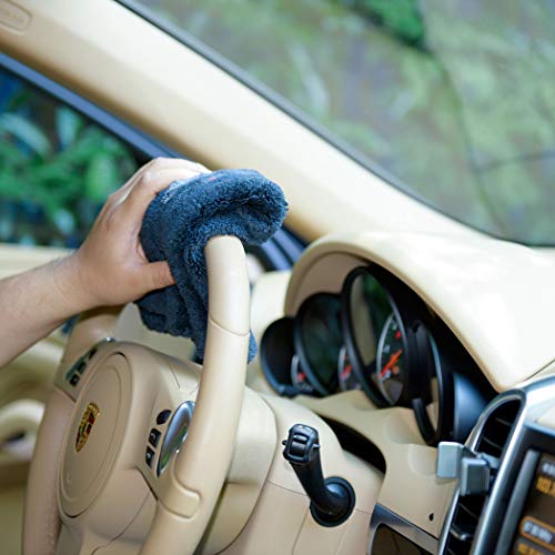 CARCAREZ Premium Microfiber Towels, Car Drying Wash Detailing Buffing Waxing Polishing Towel with Plush Edgeless Microfiber Cloth (Black) - color: Black