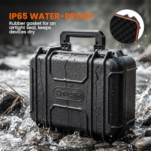 Tactix Hard Case L Waterproof Protective Camera Case IP65 Heavy-Duty with Custom Foam Insert, Fit Use of Drones, Camera, Equipments, Tools, 16.33" x12.79”x7.17” Black - size: L
