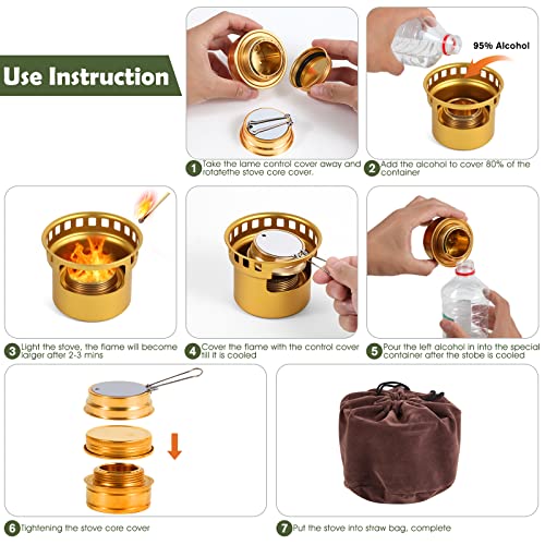 Portable 2 In 1 Mini Alcohol Stove Burner For Camping With Cross Stand - color: Gold