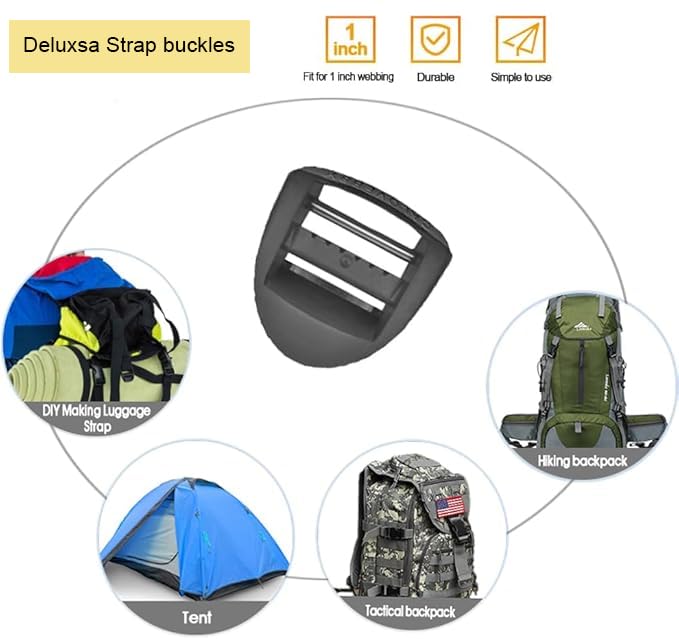 Deluxsa 1 inch Plastic Ladder Slider adjustable lock Buckles,Tri-glide Slide Clips,Replacement for Belt backpack strap
