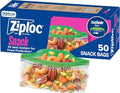 Ziploc Snack Bags, Easy Open and Close, Small Plastic Food Storage Bags, 50 Bags Total - size: 50 Count