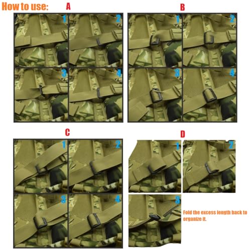 TACNEX Tactical Backpack Strap Clip Removable Webbing Keeper Buckle for Sling Bags Harness MOLLE Military Strap Stays Holder - color: Black