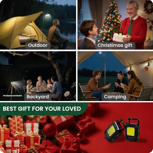 MAKDAK 2PC Cob Keychain Work Light EDC Rechargeable Foldable Keychain Flashlight,Bottle Opener,for Camping,Car Repair,Hiking,Repairing,Power Outrage,Pet Walking,Emergency - style: 2PC