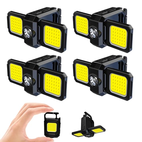 MAKDAK 4PC Cob Keychain Work Light EDC Rechargeable Foldable Keychain Flashlight,Bottle Opener,for Camping,Car Repair,Hiking,Repairing,Power Outrage,Pet Walking,Emergency - style: 4PC