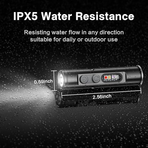 [No Igniter] K2 Mini Keychain Flashlight,Rechargeable 5-in-1 EDC Pocket Torch with COB Light, UV, Red Light, Magnetic Base & Window Breaker, Compact Survival Tool for Camping, Car, Travel & Gift - color: Black