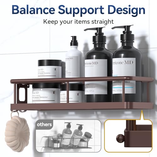 Shower Caddy Adhesive, Rustproof Shower Organizer with Soap Holder, Large Capacity Shower Shelves for Inside Shower, No Drilling Bathroom Organizers and Storage for Home Decor（3 Pack Bronze） - color: Bronze