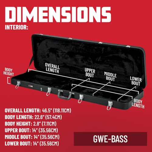 Gator Cases Hard-Shell Wood Case for Electric Bass Guitars, Fits Fender Precision/Jazz Bass, & More (GWE-BASS) - style: Bass