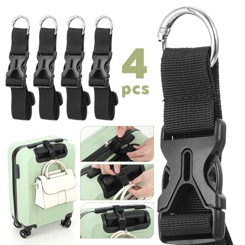 3PCS Luggage Straps, Backpack Accessories,Adjustable Suitcase Belt, Heavy Duty Travel Carry Strap with Ring Hooks,Backpack Straps, Make Your Hands Free,Easy to Carry Your Extra Bags (Black)