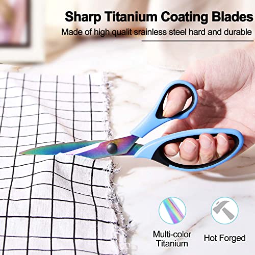 8.5" All-Purpose Scissors, 3-Pack Bulk Ultra Sharp Blade Shears, Comfort-Grip Sturdy Scissors for School, Office, Home, Sewing, Fabric, Craft Supplies, Right/Left Handed - color: Blue, Purple, Green