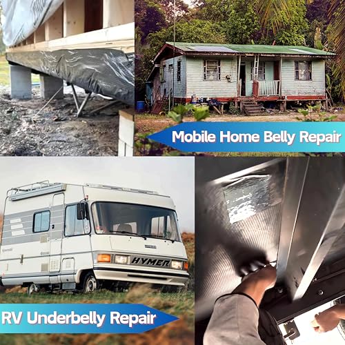 CHUANGSEED RV Underbelly Tape 8'' x 50Ft Flexible Waterproof Fabric Repair Tape, Thick Sealing Patch for Mobile Home Belly, Camper, Travel Trailer, Permanent Bottom Repair - size: 8'' X 50'