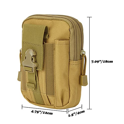 PHILEX Tactical Molle Pouch EDC Utility Gadget Outdoor Men Waist Bag with Phone Belt Clip Holder Holster - color: 2 Pack Brown
