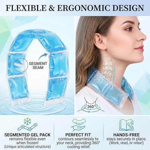 Cooling Towel with Soft Gel Ice Pack Inserts |Gel Ice Packs Reusable - Multi Purpose Compression Wrap - Neck, Legs, Arms, Shoulders - Ideal for Post Surgery, Migraines, Hiking and Injuries (Blue) - color: Blue