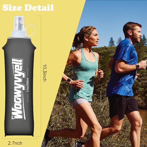 Running Vest Soft Flask, 2PCS BPA-Free 500ml Collapsible Water Bottle for Hydration Backpack, Collapsible Water Bottles for Marathon Hiking Cycling Climbing - color: Deep Grey